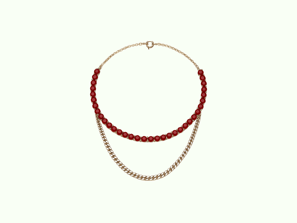 Crimson Atelier Duo — layered red bead necklaces