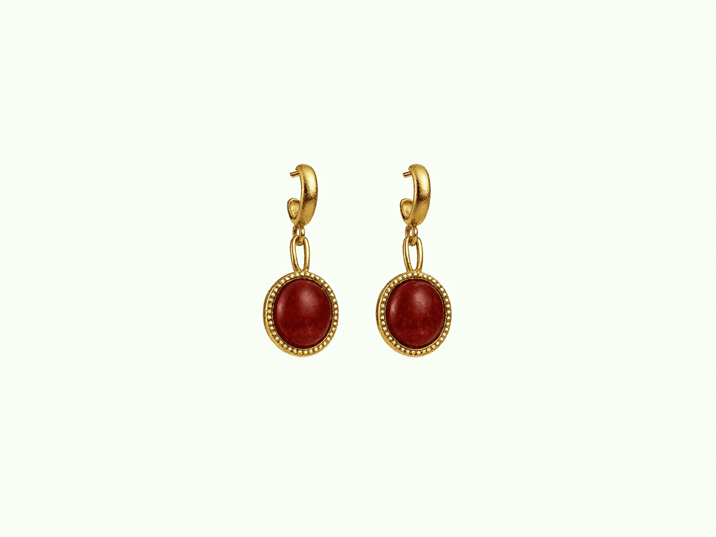 Garnet Aurelia Drops — deep red garnet drop earrings in gold